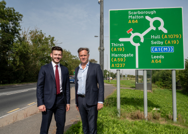 Keane Duncan with Julian Sturdy MP, near the A1237 York Outer Ring Road